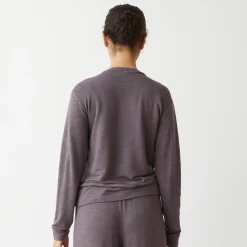 MONROW Supersoft V Neck Long Sleeve DUSTYPLUM Hot